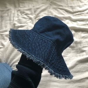 frayed denim bucket hat